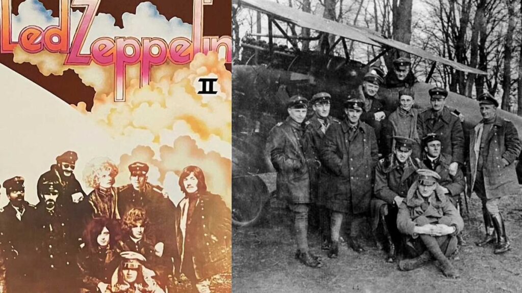 The cover of Led Zeppelin II and Jagdstaffel 11 Division during World War I in 1917