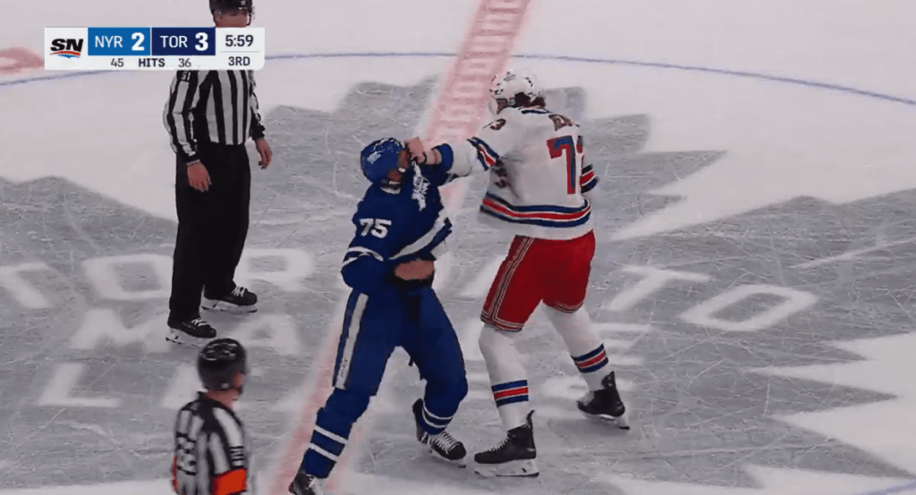 Rangers Rookie Goon Matt Rempe Drops The Gloves With Veteran Heavyweight Ryan Reaves