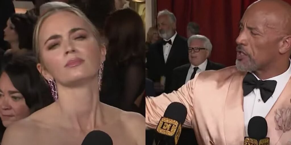 Emily Blunt crashes after being accosted by way of The Rock all through 2023 Oscars purple carpet interview